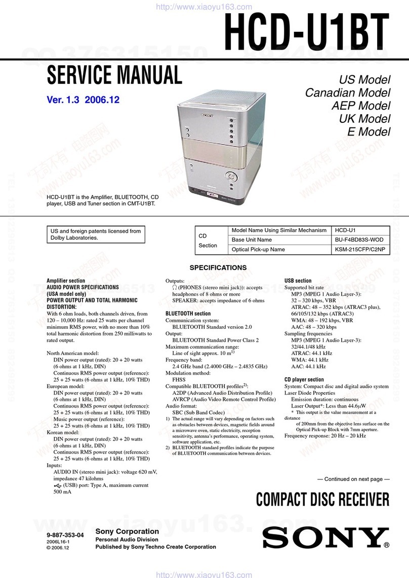 Sony HCD-U1BT - Receiver Component For Micro Hi-fi... User manual