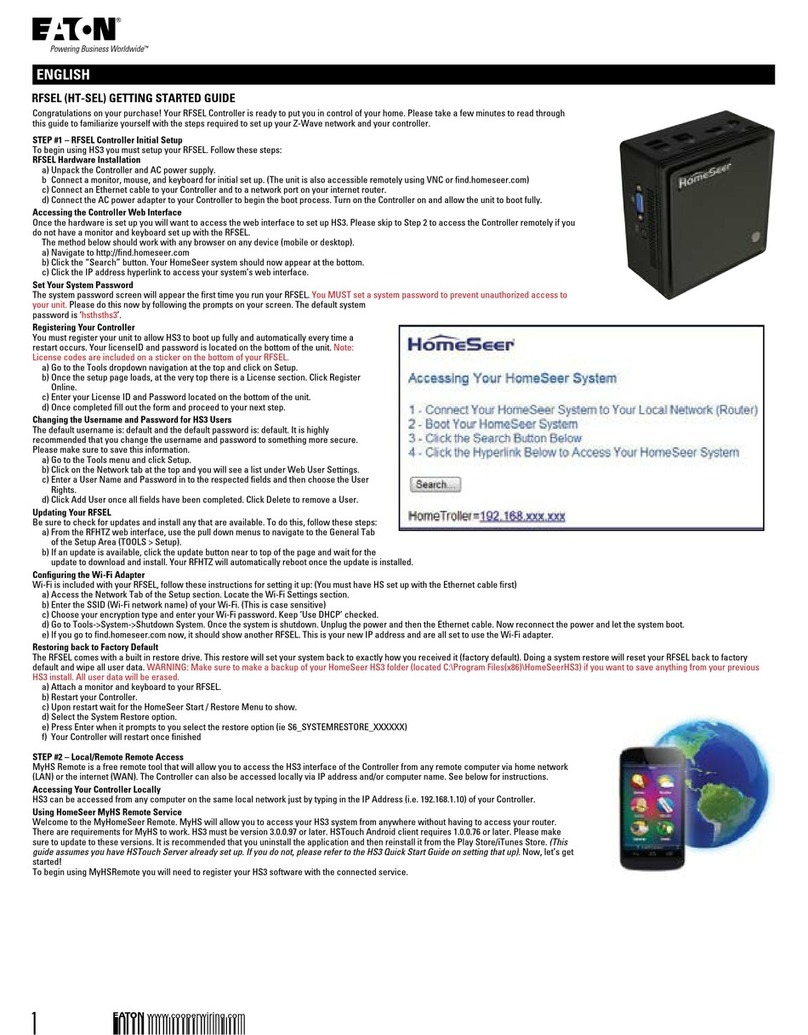 HomeSeer HT-SEL Getting started guide