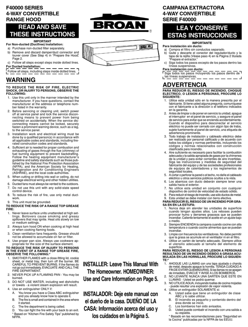 Broan F40000 Series User manual