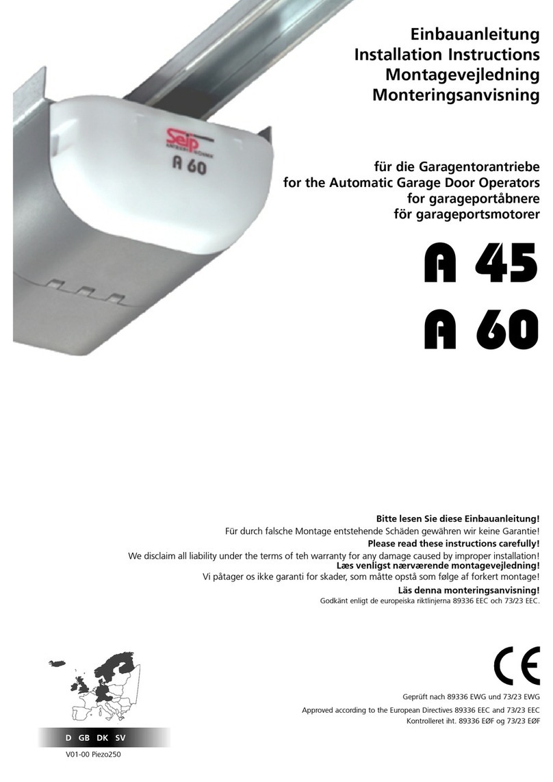 Seip A 45 installation instructions