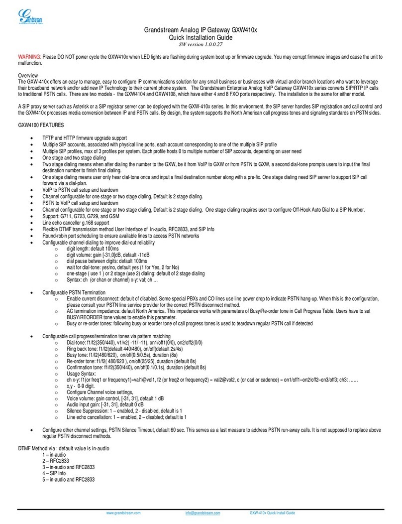 Grandstream Networks GXW-410x User manual Grandstream Networks GXW-410x User manual