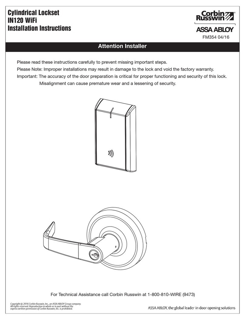 Assa Abloy Corbin Russwin IN120 installation instructions