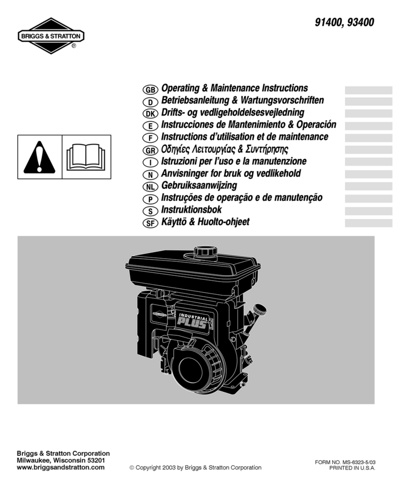 Briggs & Stratton 91400 Installation and operation manual