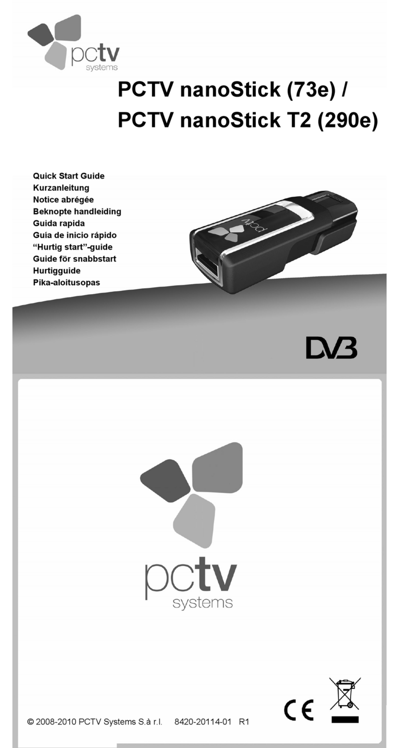 PCTV Systems nanoStick T2 290e quick start guide