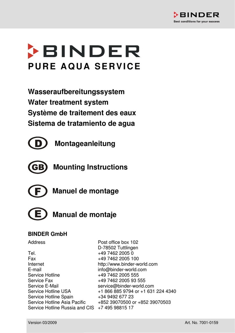 Binder PURE AQUA SERVICE Mounting instructions
