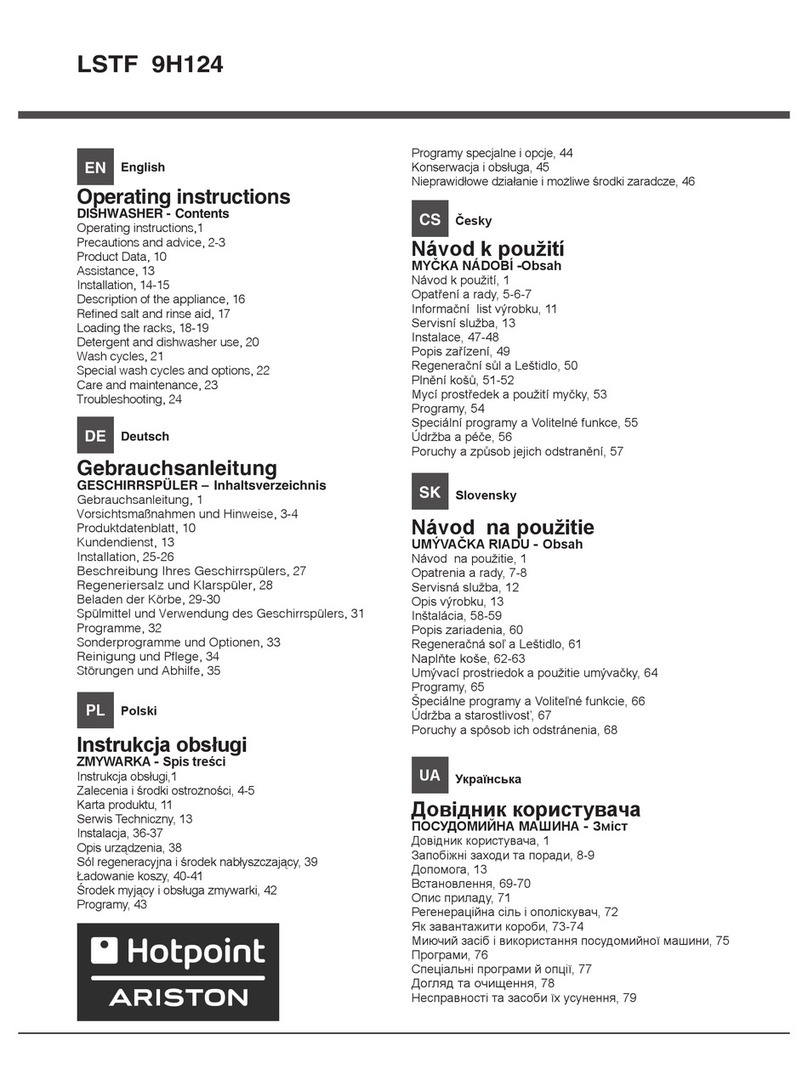 Hotpoint Ariston LSTF 9H124 operating instructions Hotpoint Ariston LSTF 9H124 operating instructions