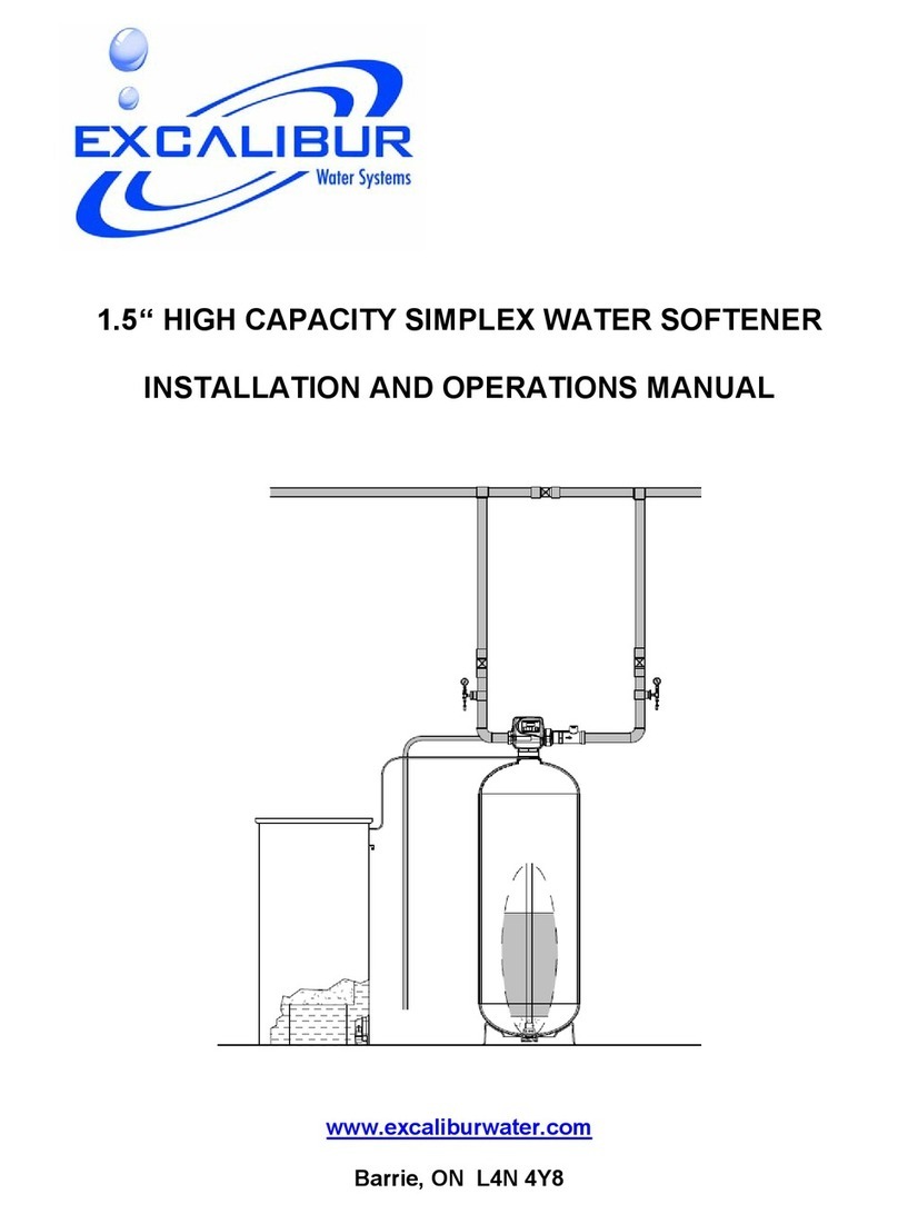 Excalibur Water Systems 1.5 " HIGH CAPACITY SIMPLEX WATER SOFTENER Installation and operation manual
