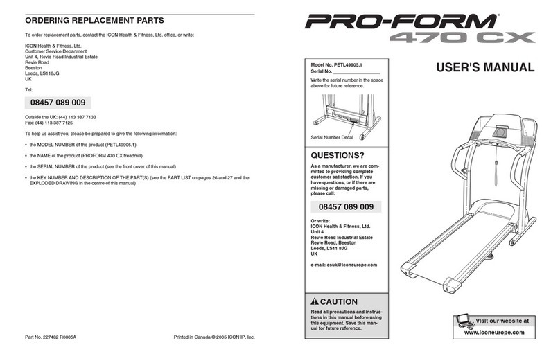Pro-Form 470 Cx Treadmill User manual Pro-Form 470 Cx Treadmill User manual
