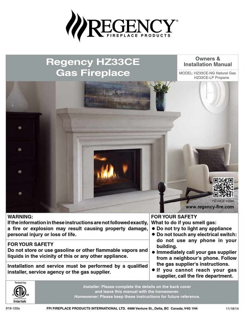 Regency HZ33CE-NG Owners & installation manual