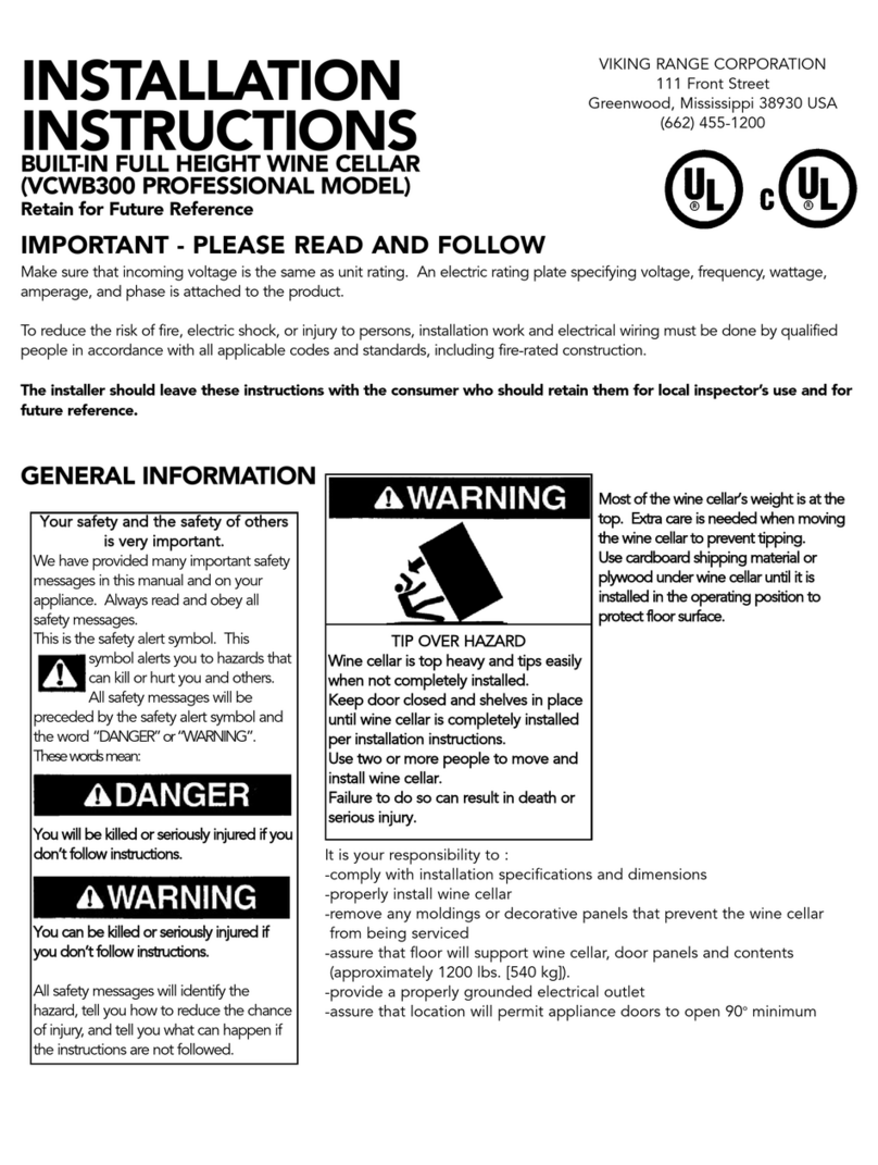 Viking Range vcwb300 installation instructions