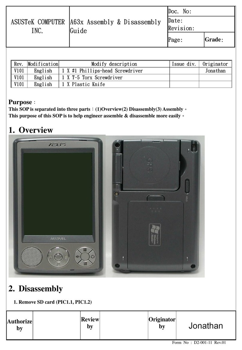 ASUSTeK COMPUTER A63x Assembly and disassembly guide