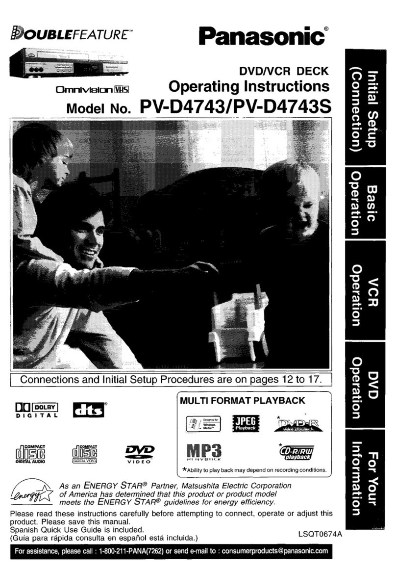Panasonic PVD4743 - DVD/VCR DECK User manual