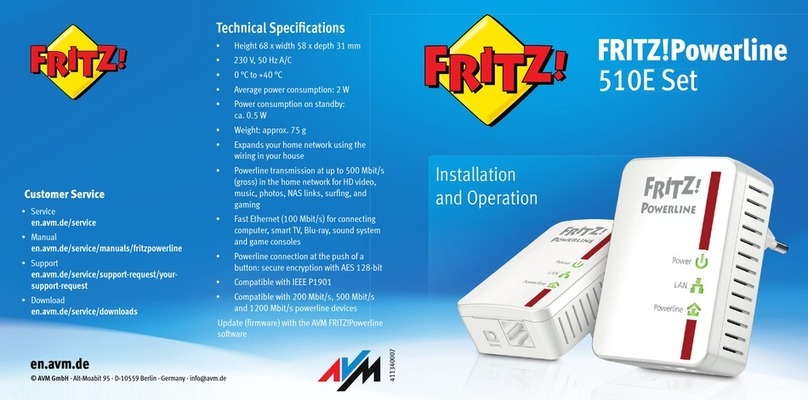 Fritz! Powerline 510E Installation and operation