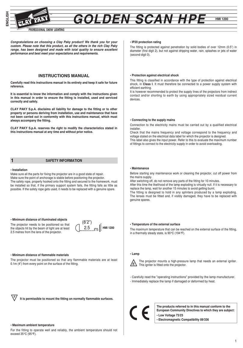 Claypaky GOLDEN SCAN HPE User manual
