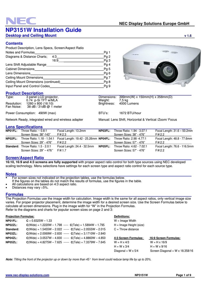 NEC NP3151W WXGA User manual