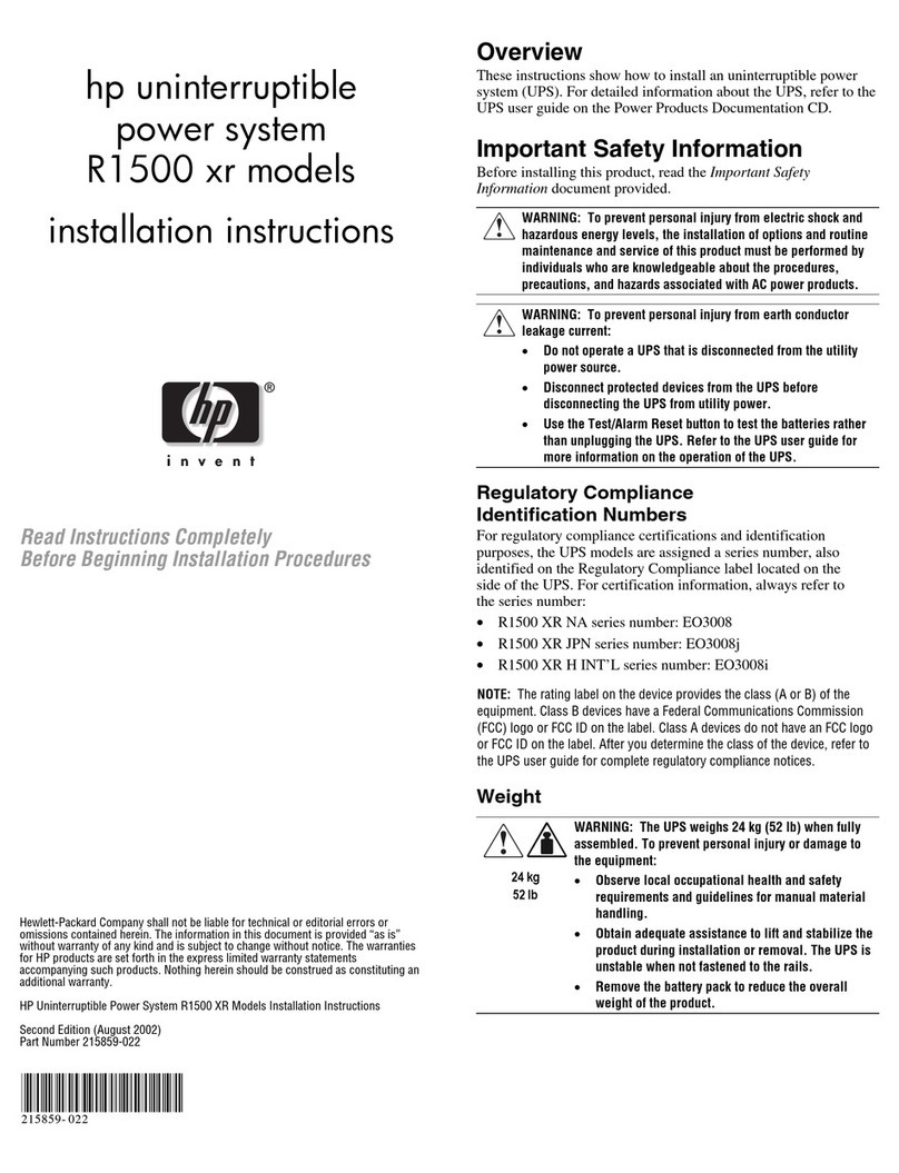 HP R1500 XR SERIES User manual