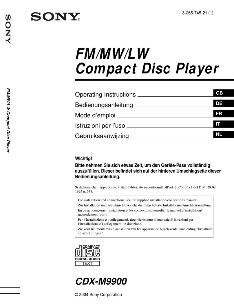 Sony CDX-M9900 Operating Instructions  (primary... User manual