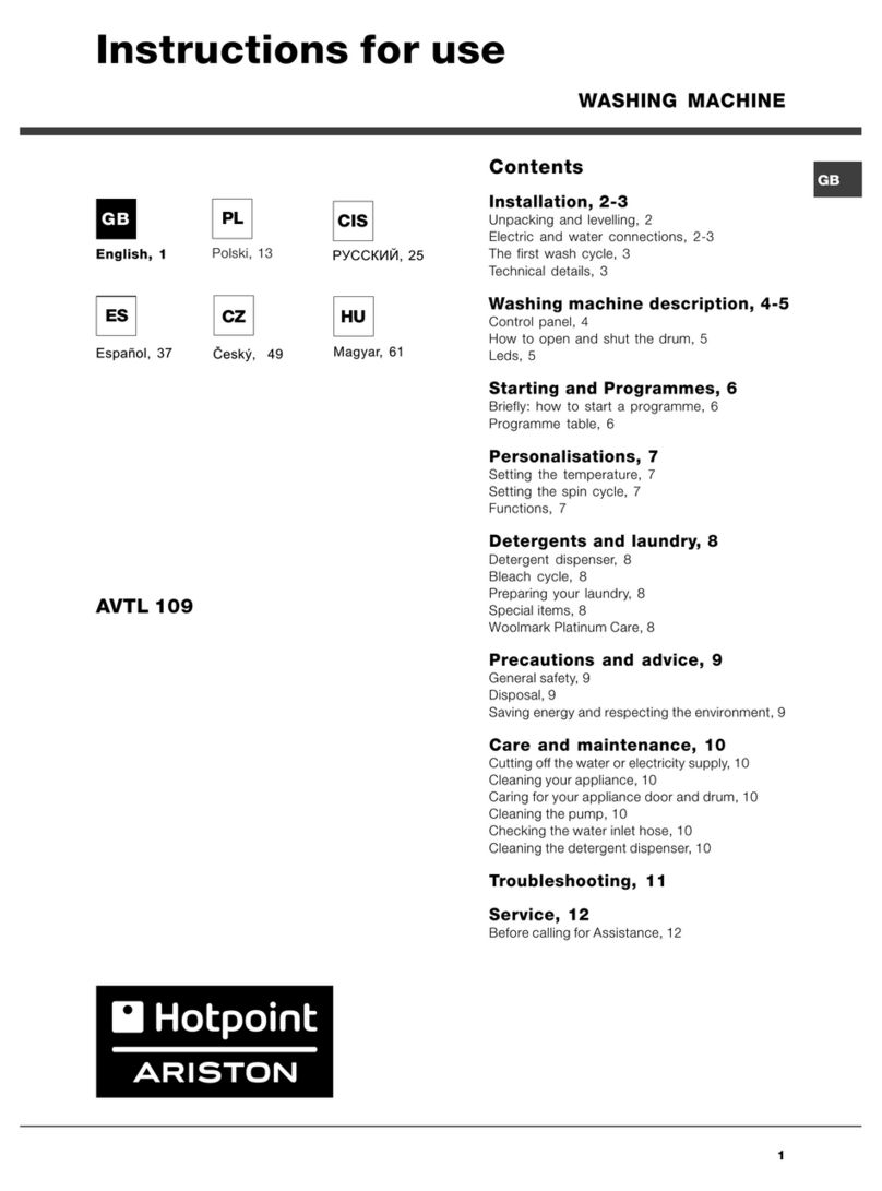 Hotpoint Ariston AVTL 109 Instructions for use