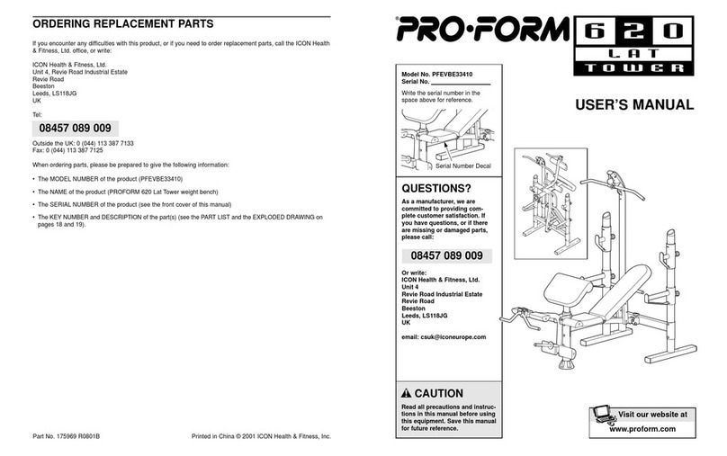 Pro-Form 620 lat tower PFEVBE33410 User manual Pro-Form 620 lat tower PFEVBE33410 User manual
