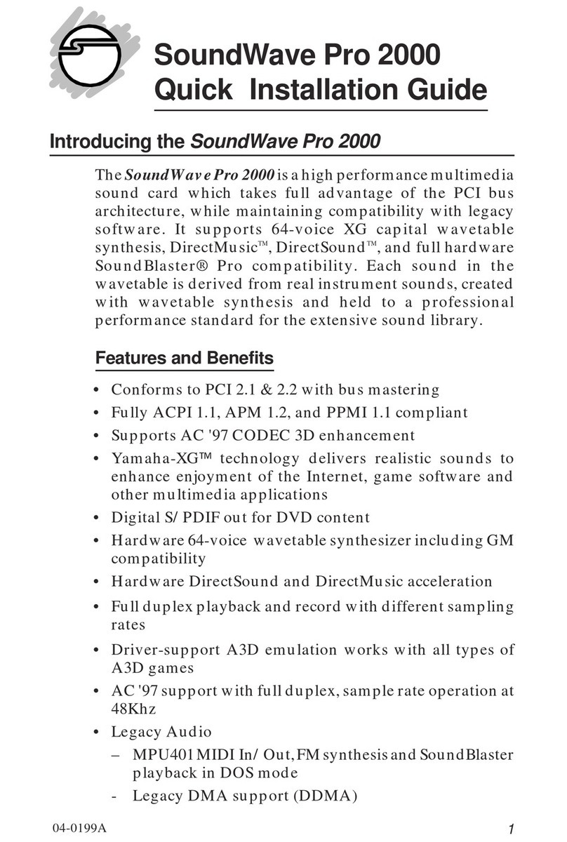 Soundwave Pro 2000 Quick installation guide