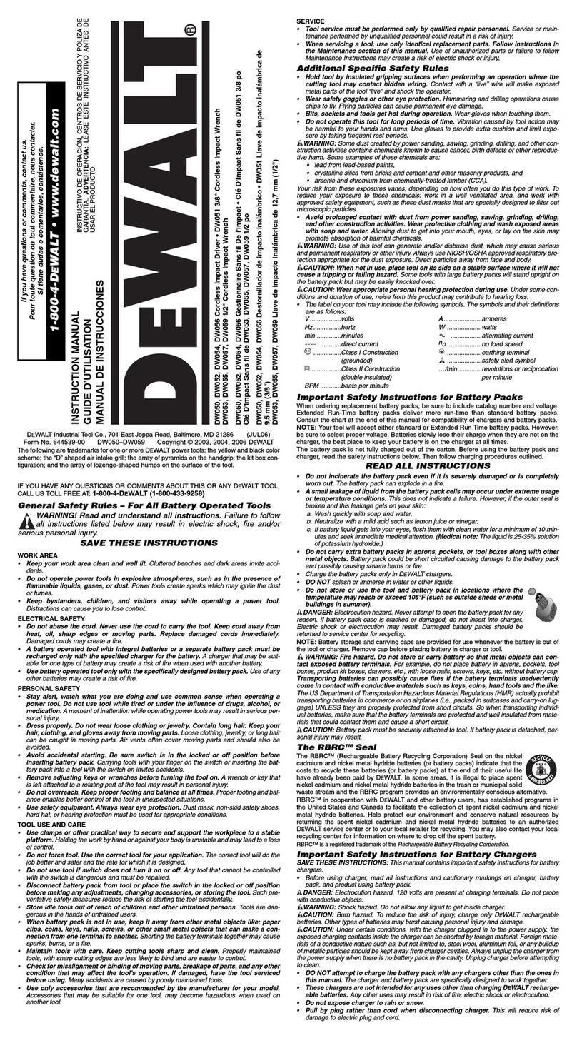 DeWalt DW050 User manual DeWalt DW050 User manual