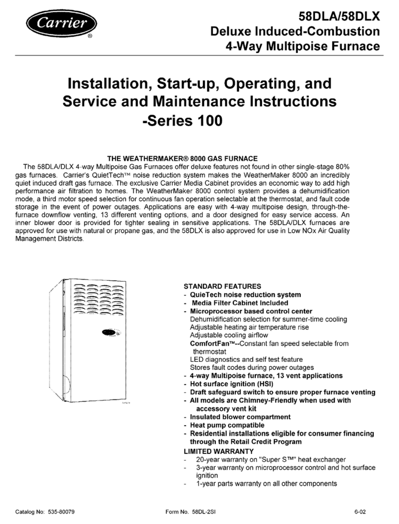 Carrier 58DLA Installation, start-up, operating and service and maintenance instructions