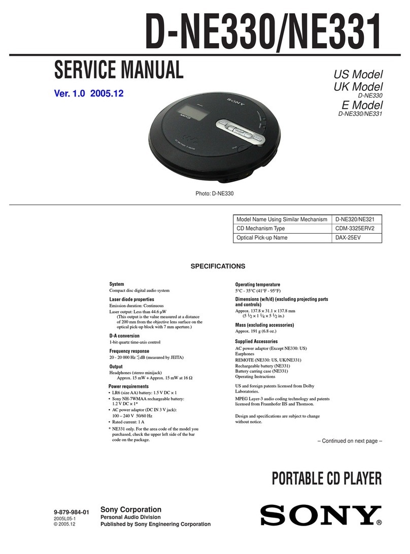 Sony DNE330 - Walkman Cd MP3 Atrac Player User manual