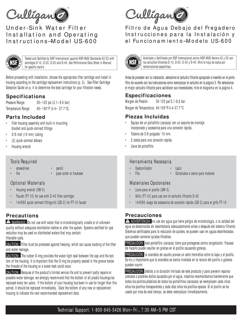 Culligan US-600 Installation and operating instructions