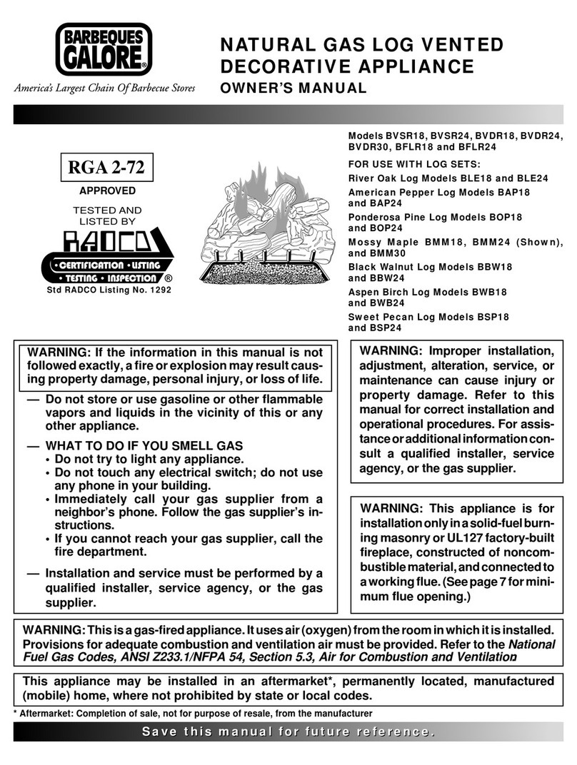 Barbeques Galore BVSR18 owner's manual