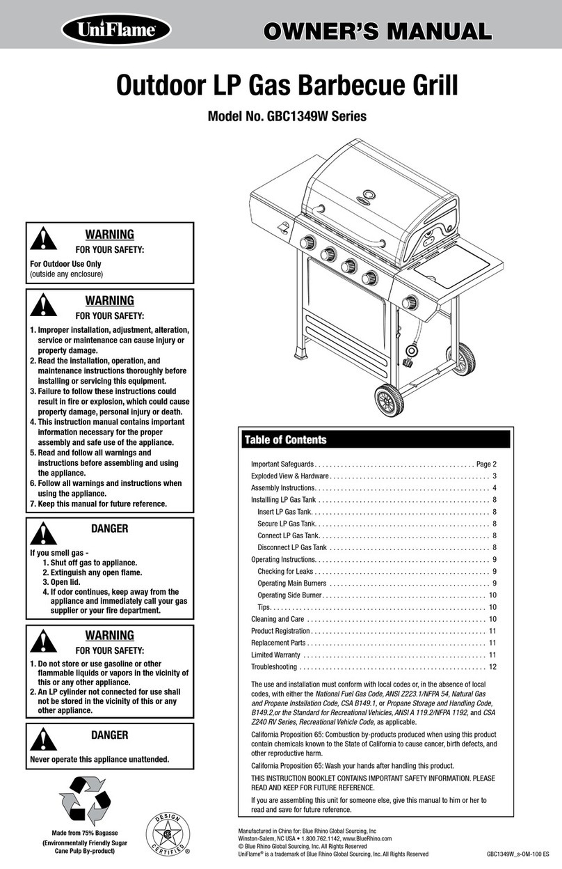 Uniflame GBC1349W Series User manual