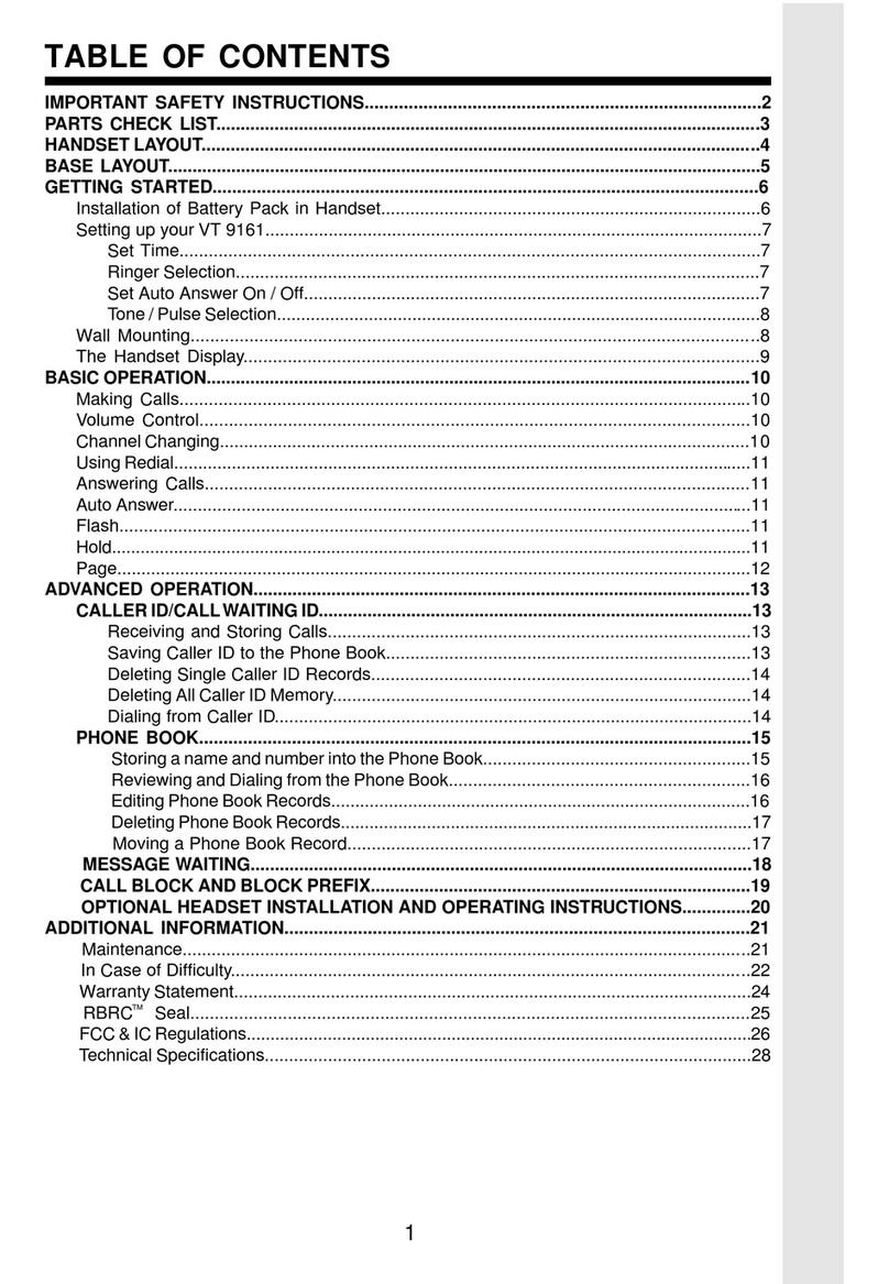 V-tech VT 9161 User manual