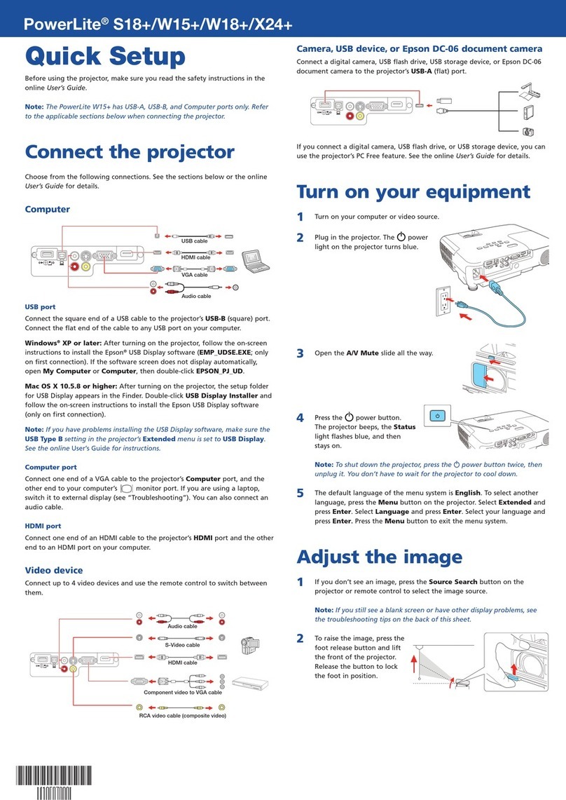 Epson PowerLite S18+ Specification sheet