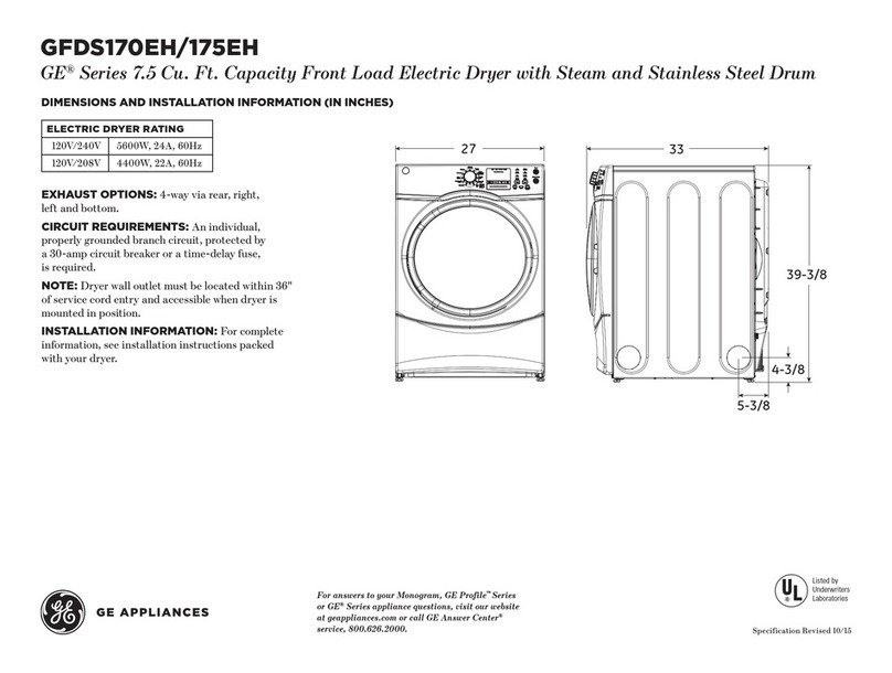 GE GFDS170EH Dimensions and installation information GE GFDS170EH Dimensions and installation information