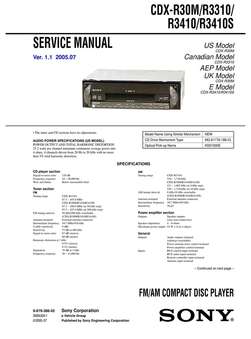 Sony CDX-R30M - Fm/am Compact Disc Player User manual