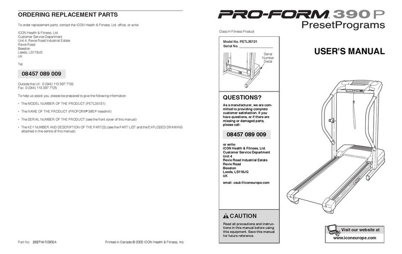 Pro-Form 390 p user manual