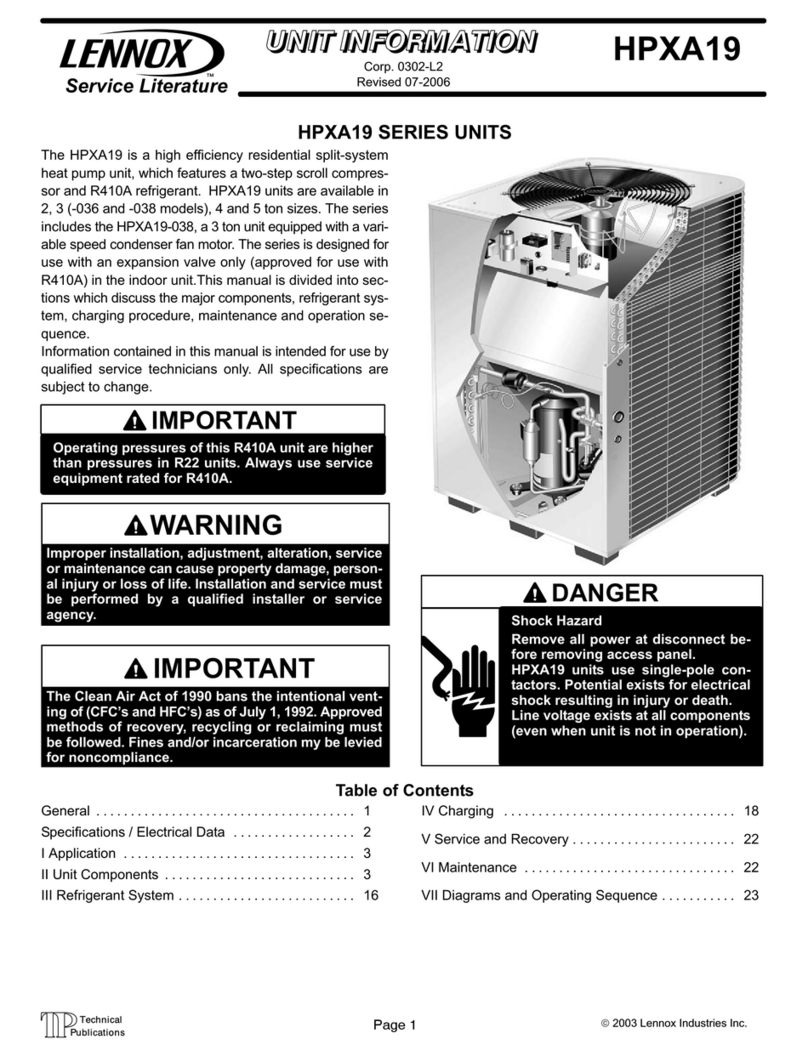 Lennox HPXA19 Installation and operation manual