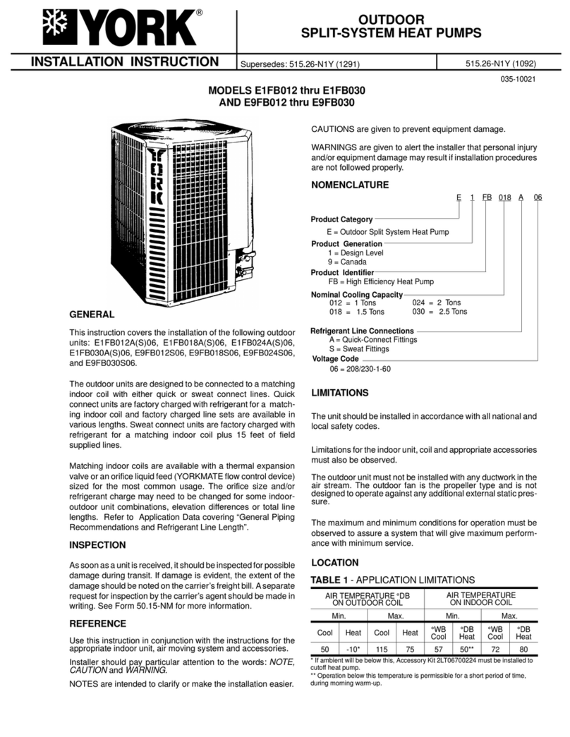 York E1FB012 Installation instruction York E1FB012 Installation instruction