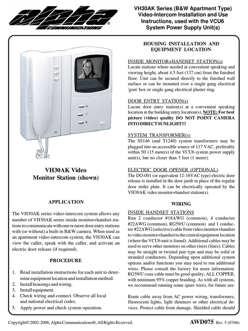 Alpha Communications VH30AK Installation and use instructions