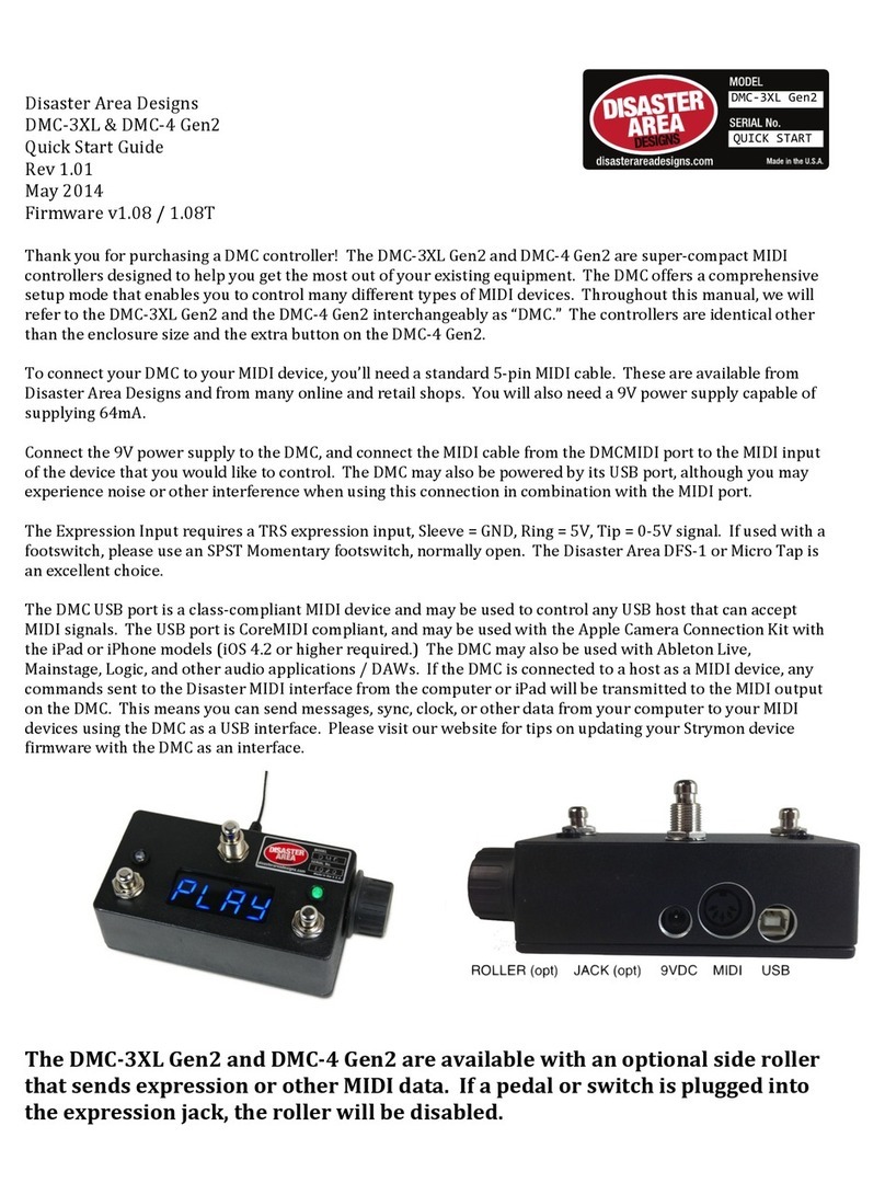 Disaster Area Designs dmc-3xl quick start guide