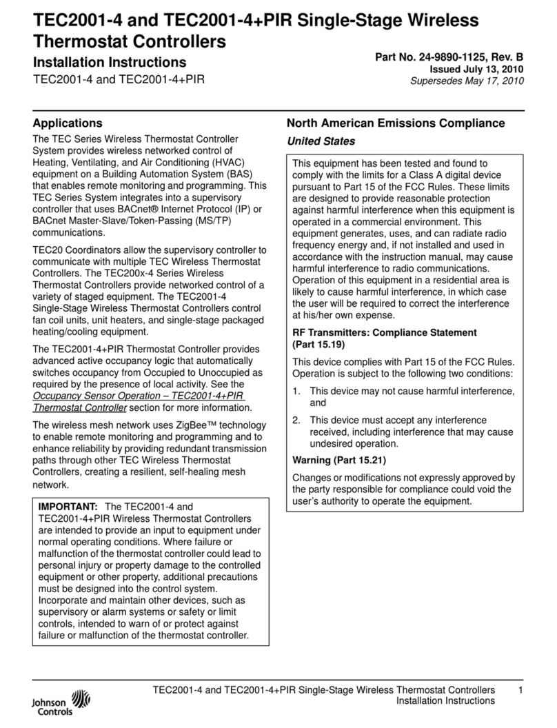 Johnson Controls TEC2001-4 User manual Johnson Controls TEC2001-4 User manual