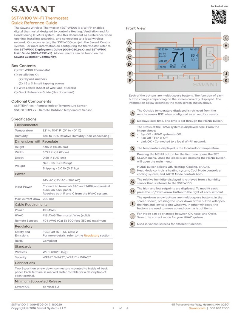 Savant SST-W100 User manual