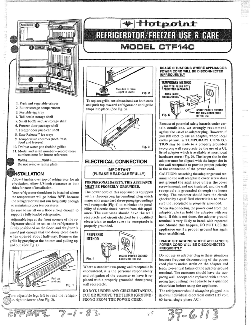 Hotpoint CTF14C Use and care