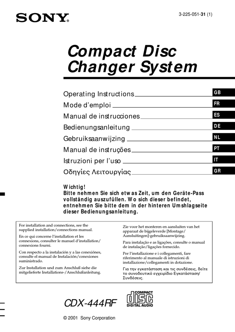 Sony CDX-444RF - Compact Disc Changer System operating instructions