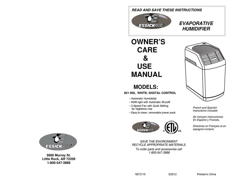 Essick 821 000 Owner's care & use manual