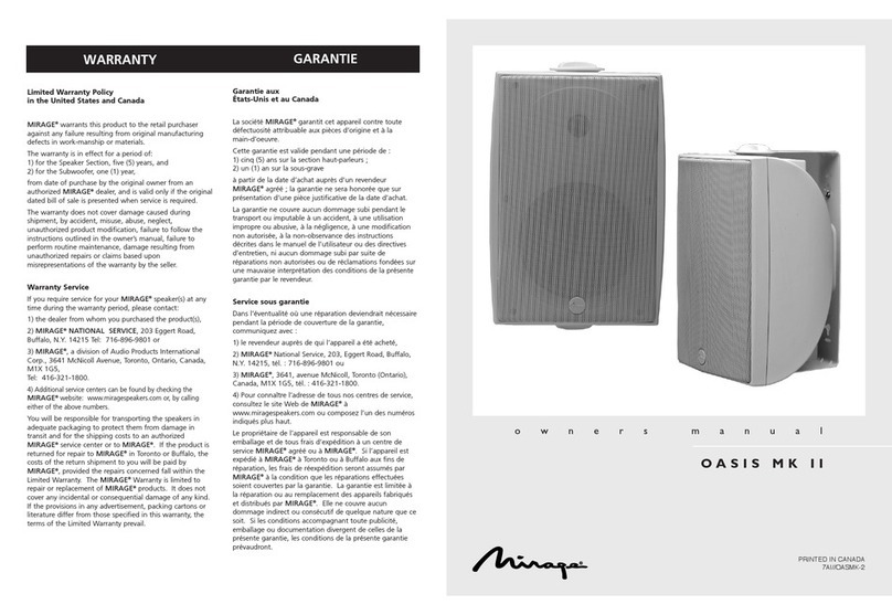 Mirage Oasis MK II User manual Mirage Oasis MK II User manual