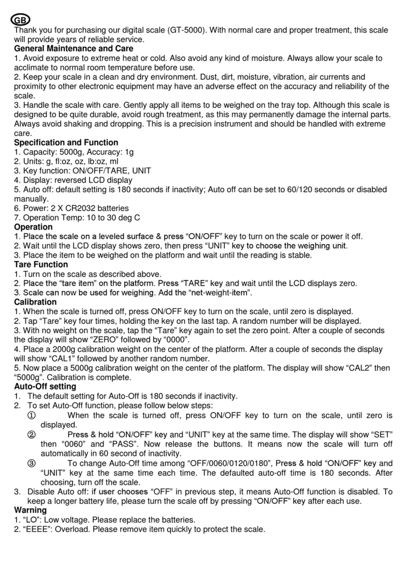 On Balance GT-5000 user manual