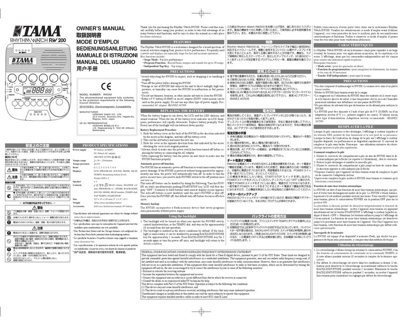 Tama rw 200 owner's manual