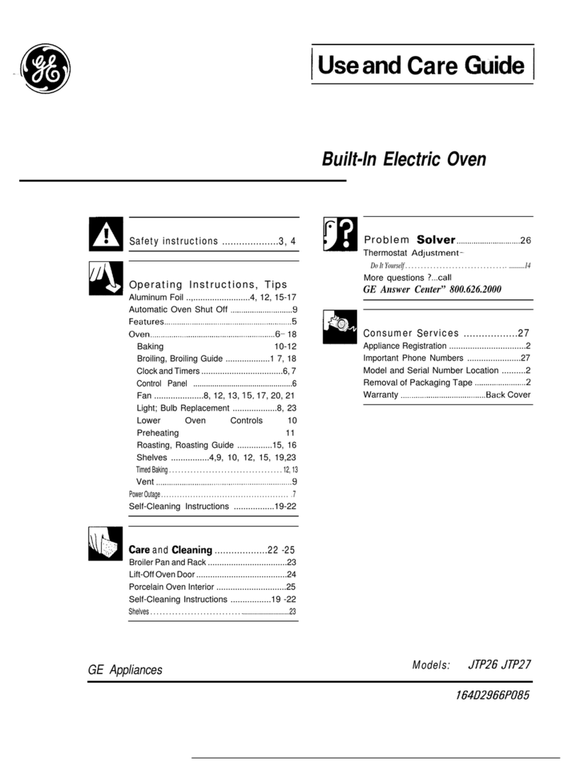 GE JTP26 Use and care guide