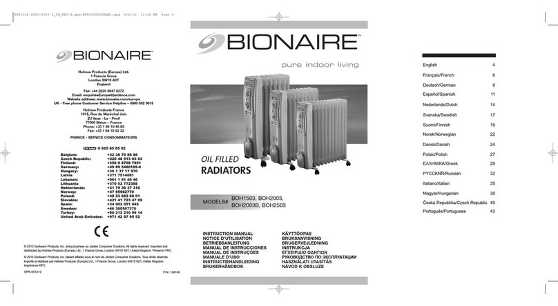 Bionaire BOH1503 instruction manual