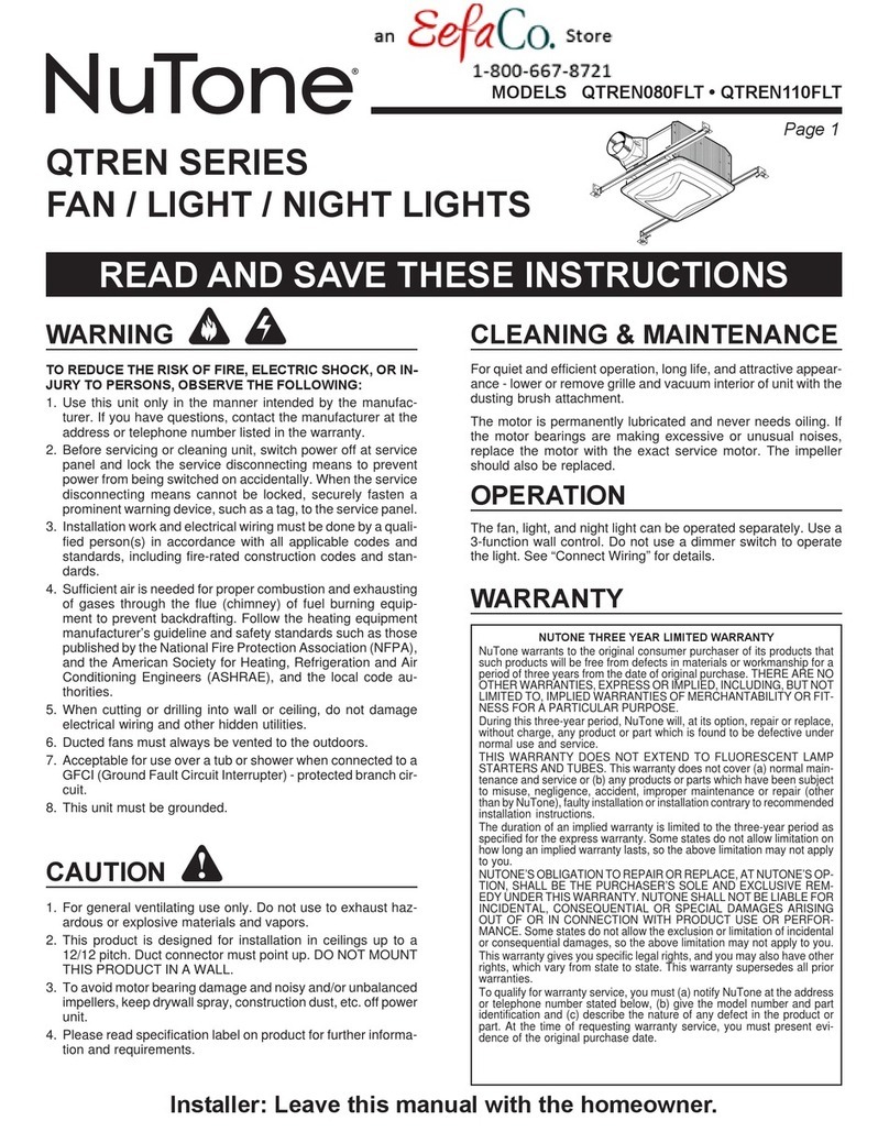 NuTone QTREN080FLT User manual